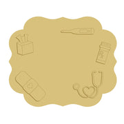 3D Scalloped Plaque MDF Cutout Medical Rx Stethoscope Bandage Thermometer Tissue Box Pill Bottle - Unfinished For DIY