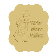 3D Design By Line Scalloped Square MDF Cutout Winter Warm Wishes - Unfinished For DIY, 3D Design By Line- Scalloped plaque
