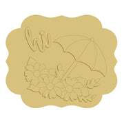3D Scalloped Square MDF Cutout Hi Umbrella With Flowers - Unfinished For DIY