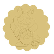 3D Plaque MDF Cutout Bee With Flower Basket - Unfinished For DIY