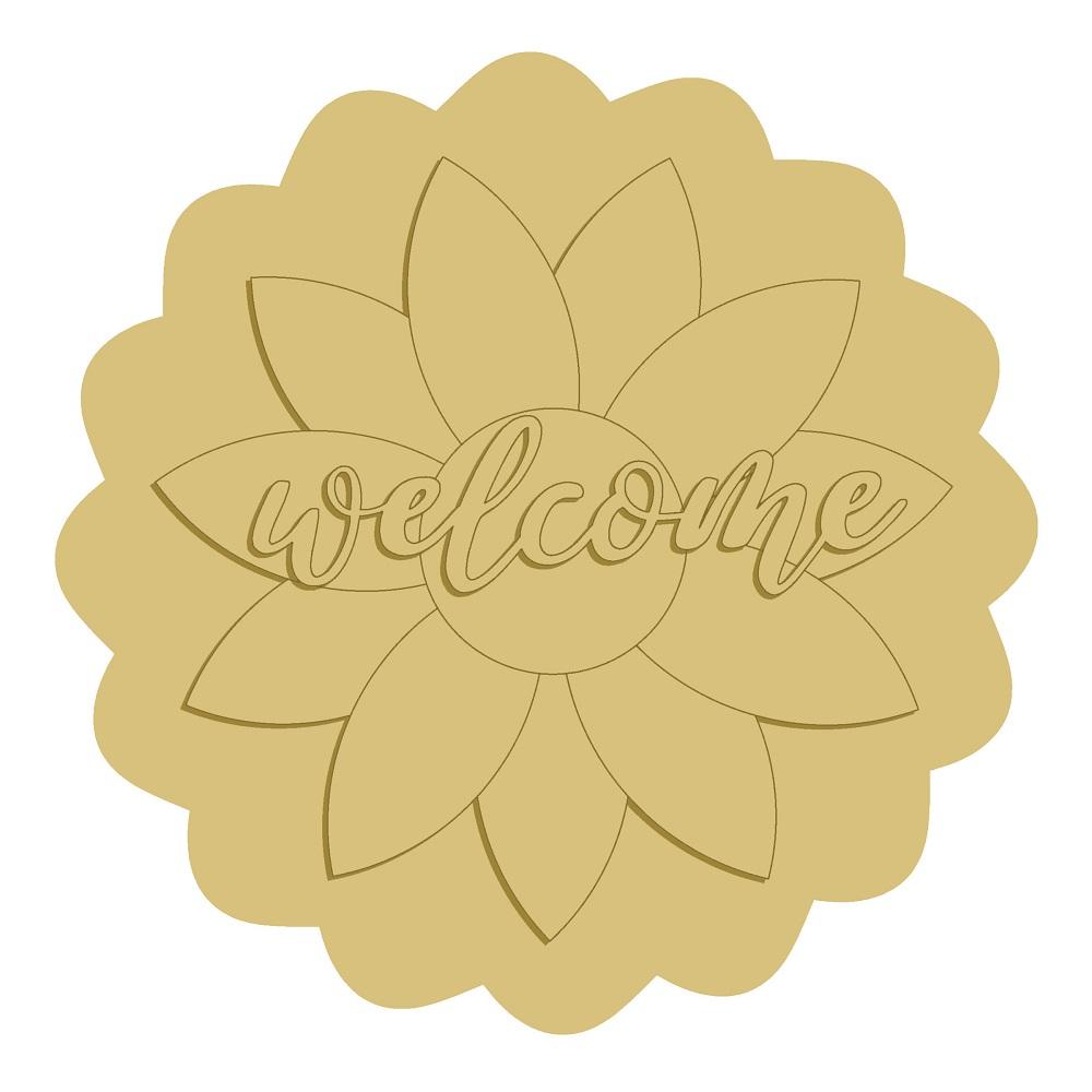3D Sunflower MDF Cutout Welcome - Unfinished For DIY