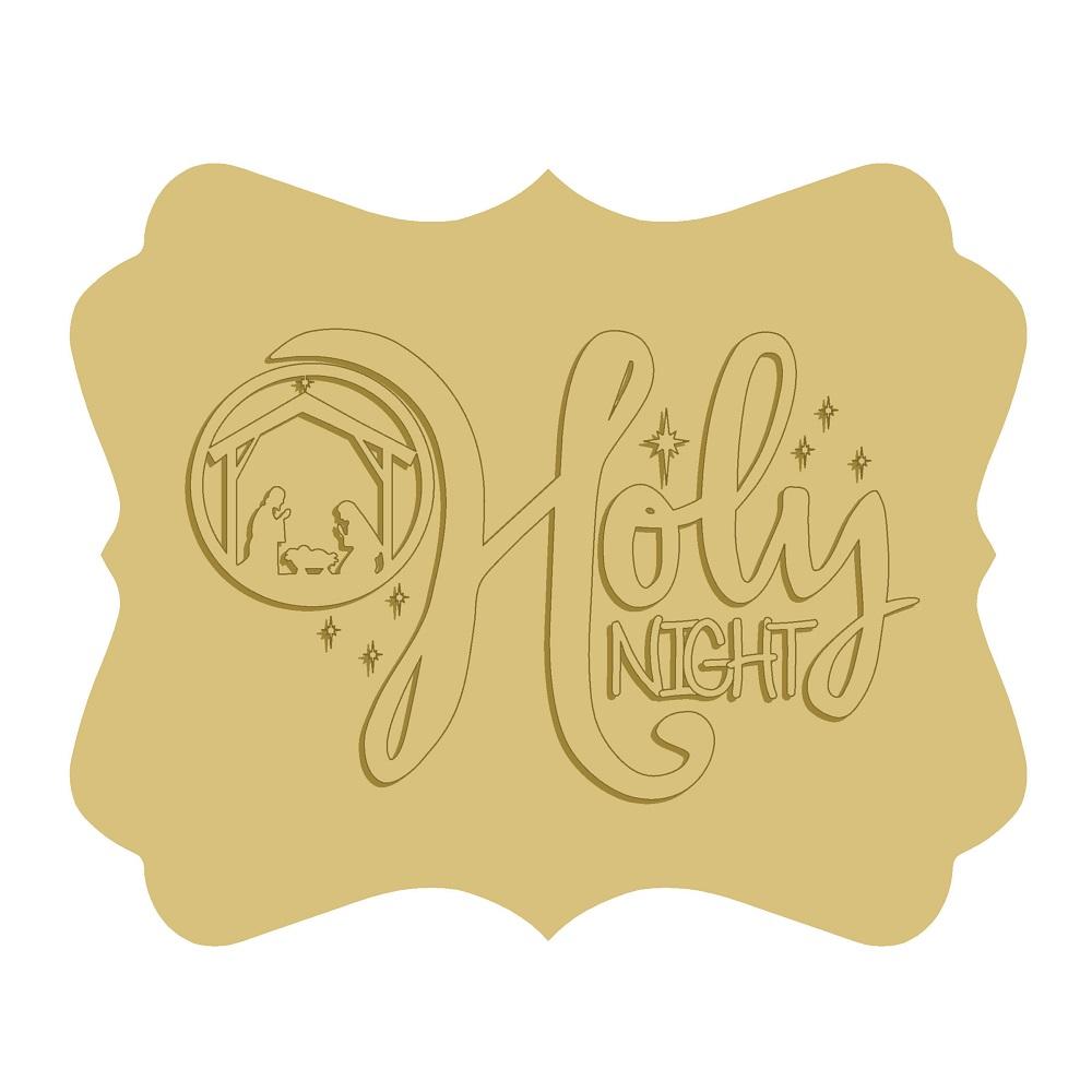 3D Scalloped Plaque MDF Cutout Holy Night Nativity Scene - Unfinished For DIY