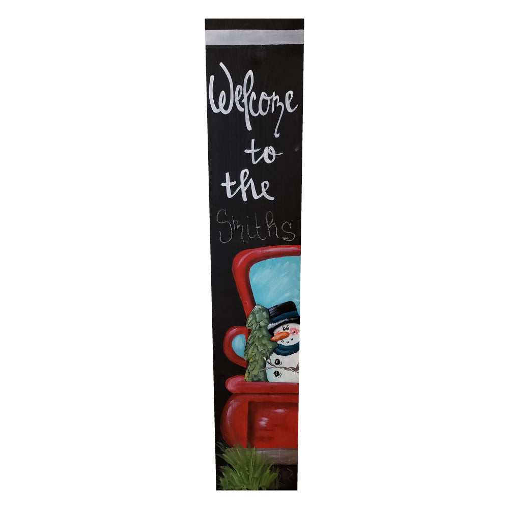 3D Porch Leaner MDF Cutout Welcome To The Car Outline With Grass (Letters Only) - Unfinished For DIY