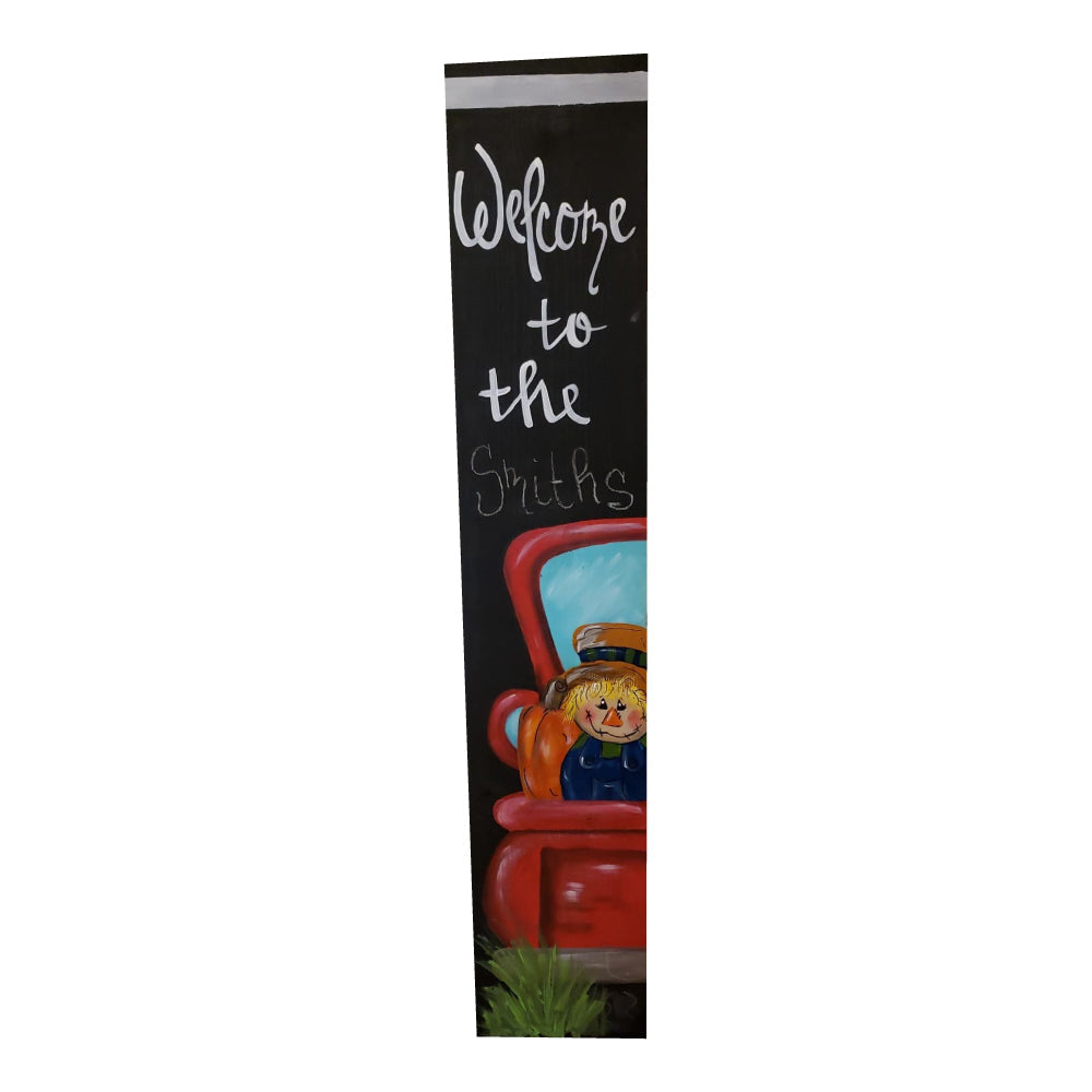 3D Porch Leaner MDF Cutout Welcome To The Car Outline With Grass (Letters Only) - Unfinished For DIY