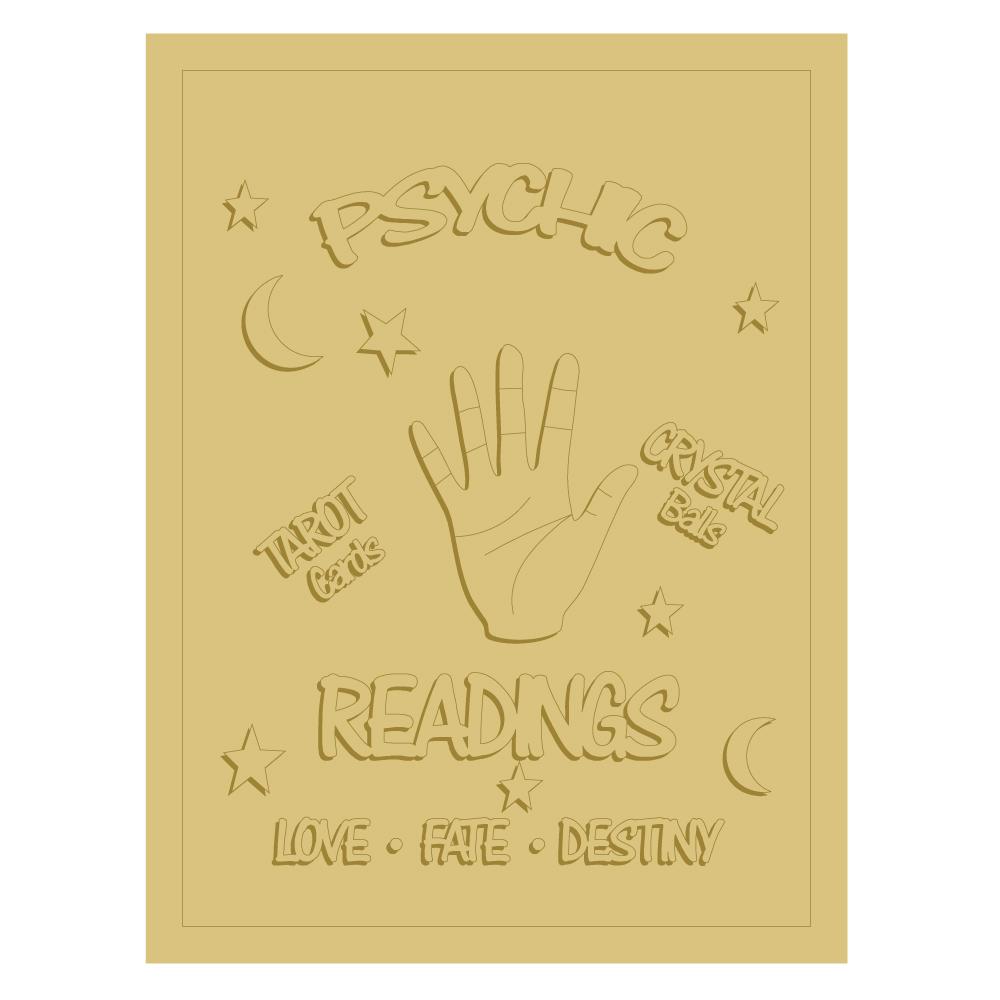 3D Square MDF Cutout Hand With Psychic Readings - Unfinished For DIY
