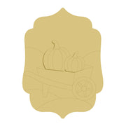 3D  MDF Cutout  Fall Pumpkins Wheelbarrow - Unfinished For DIY