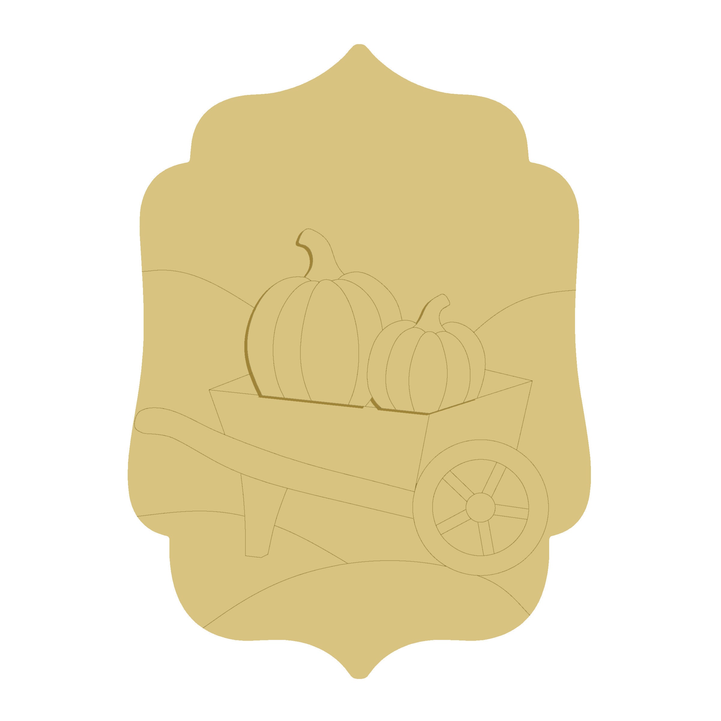 3D  MDF Cutout  Fall Pumpkins Wheelbarrow - Unfinished For DIY