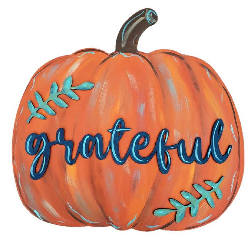 3D Pumpkin MDF Cutout Grateful - Unfinished For DIY