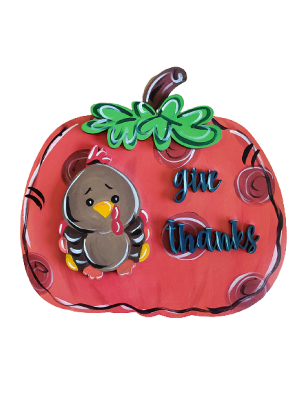 Design By Line Pumpkin MDF Cutout Give Thanks With Turkey - Unfinished For DIY