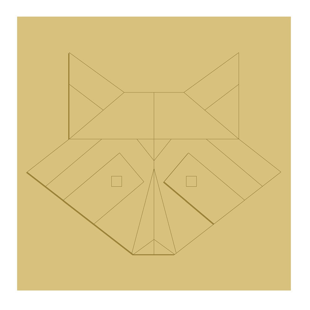 3D Barn Quilt Raccoon Head MDF Cutout Geometric Face - Unfinished For DIY