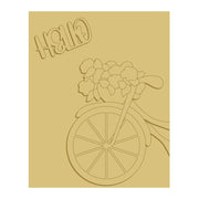 3D Square MDF Cutout Hello Bicycle With Bouquet - Unfinished For DIY