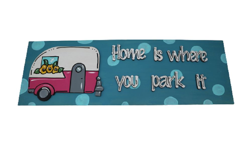 Design By Line Horizontal Rectangle MDF Cutout Home Is Where You Park It - Unfinished For DIY