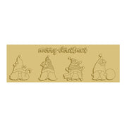 3D Rectangular MDF Cutout Merry Christmas Gnomes - Unfinished For DIY