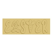 3D Rectangle MDF Cutout Easter Word Art With Bunny And Carrot - Unfinished For DIY