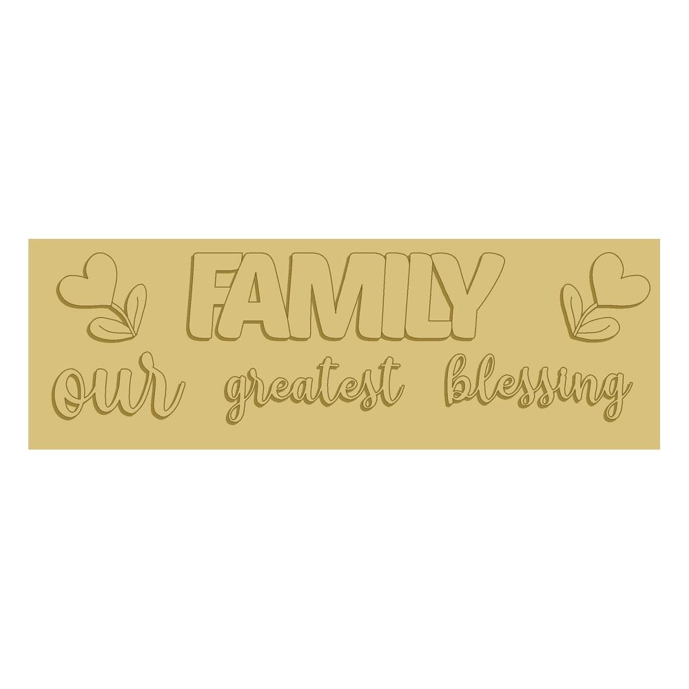 3D Rectangle MDF Cutout Family Our Greatest Blessing - Unfinished For DIY