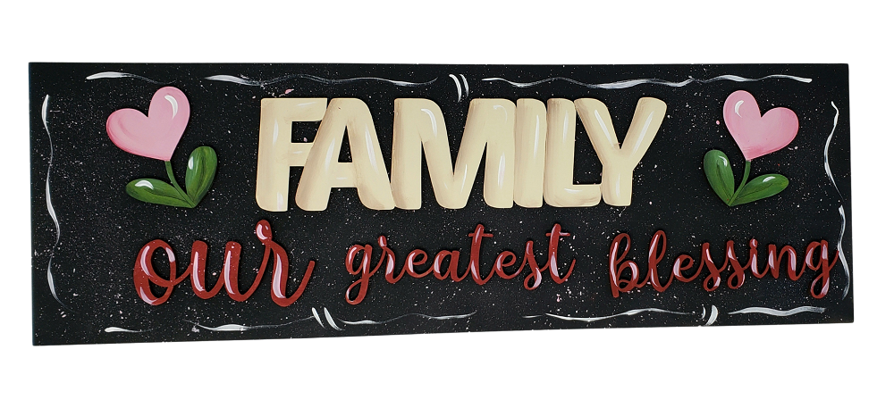 3D Rectangle MDF Cutout Family Our Greatest Blessing - Unfinished For DIY