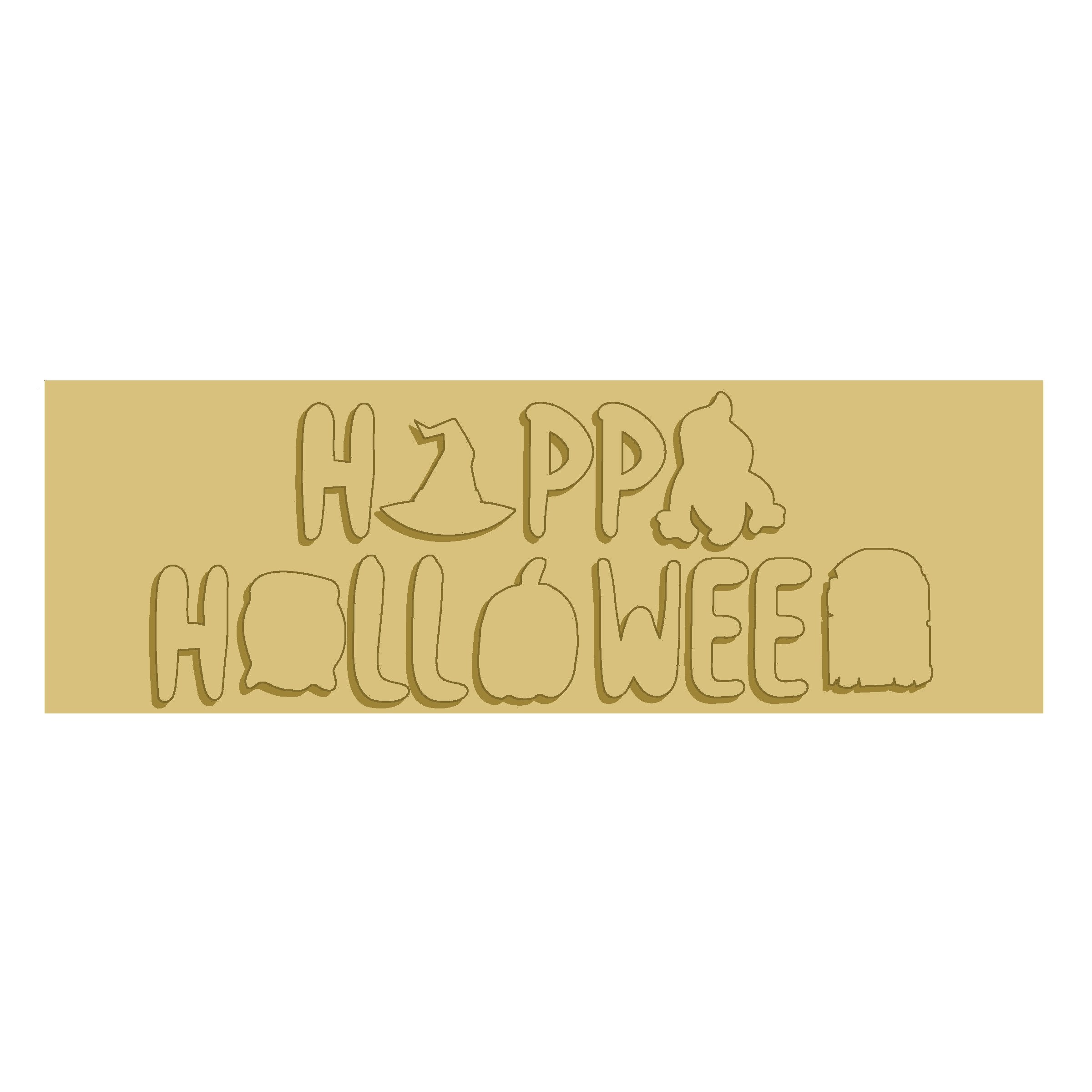 3D Rectangle MDF Cutout Happy Halloween - Unfinished For DIY