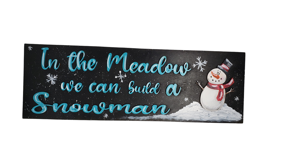 3D Rectangle MDF Cutout In The Meadow We Can Build A Snowman - Unfinished For DIY
