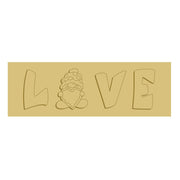 3D Rectangular MDF Cutout Love With Gnome Center - Unfinished For DIY