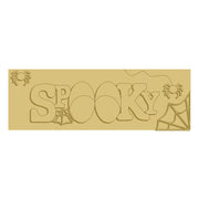 3D Rectangle MDF Cutout Spooky With Spiders - Unfinished For DIY