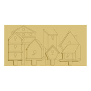 3D Design By Line Rectangle MDF Cutout Birdhouses Garden Decor - Unfinished For DIY