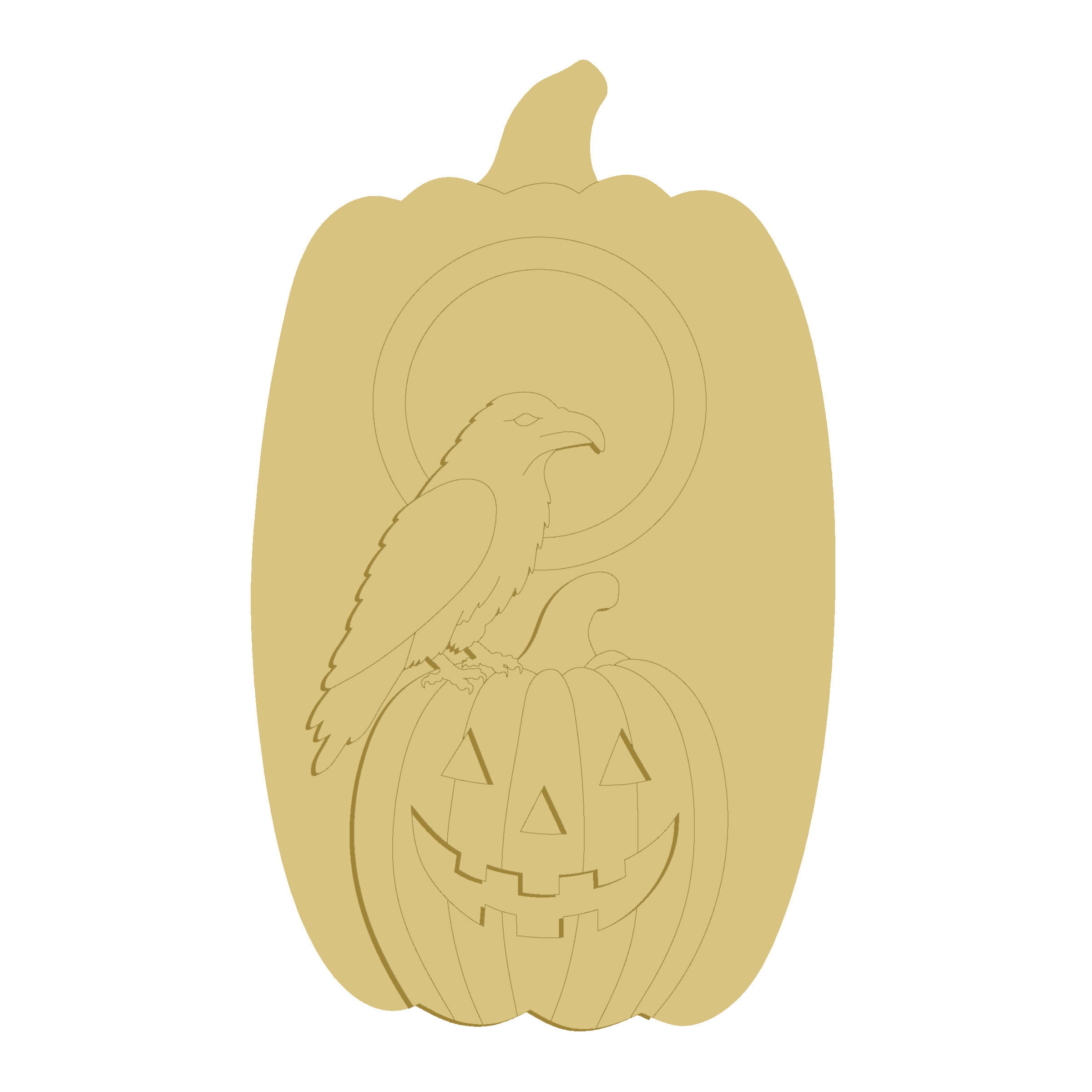 3D Raven on Jack-O-Lantern  MDF Cutout   - Unfinished For DIY