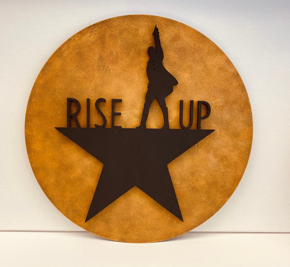 3D Round MDF Cutout Rise Up Text Across Star Silhouette - Unfinished For DIY