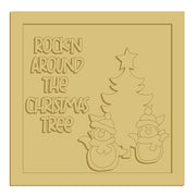 3D Square MDF Cutout Rockin Around The Christmas Tree - Unfinished For DIY