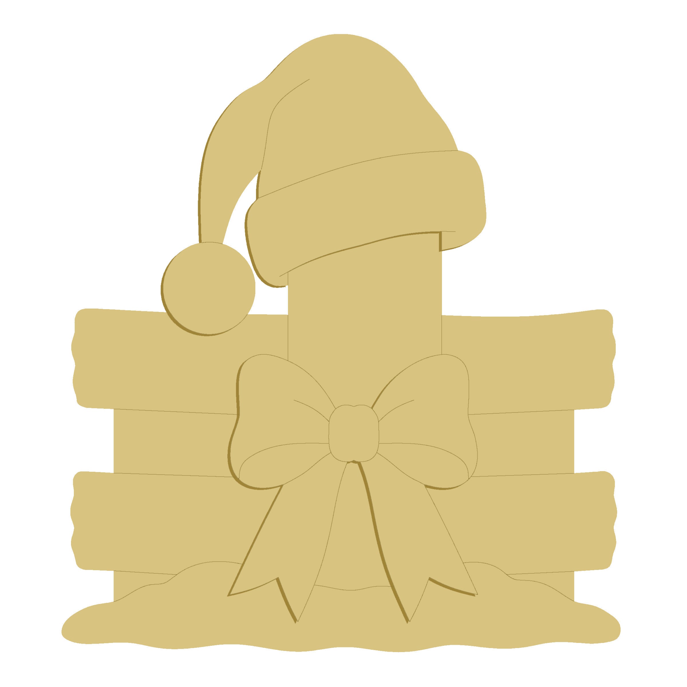 3D  MDF Cutout Santa Hat Fence Post - Unfinished For DIY