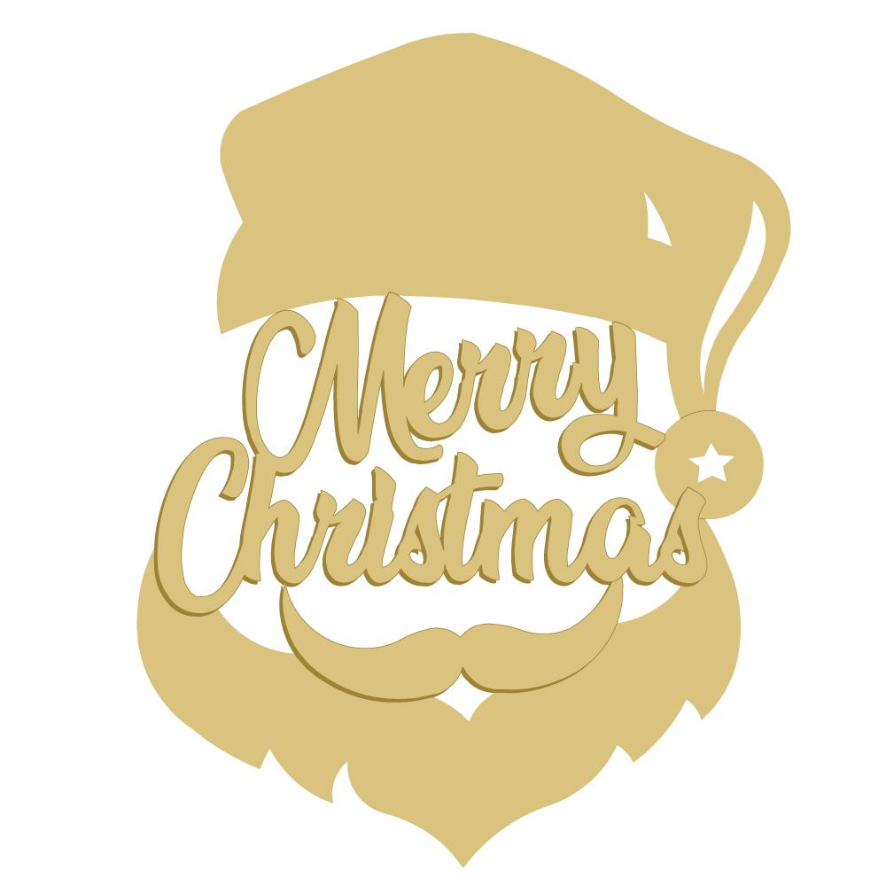 3D Santa Head MDF Cutout Merry Christmas - Unfinished For DIY