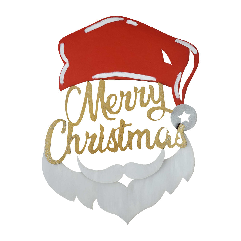 Design By Line Santa Head MDF Cutout Merry Christmas - Unfinished For DIY