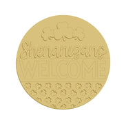 3D Round MDF Cutout Shenanigans Welcome Clover Border - Unfinished For DIY