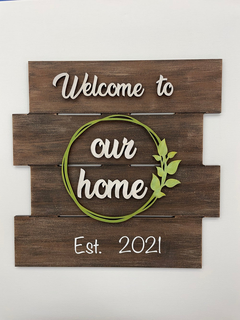3D Pallet MDF Cutout Welcome To Our Home Circular Wreath - Unfinished For DIY