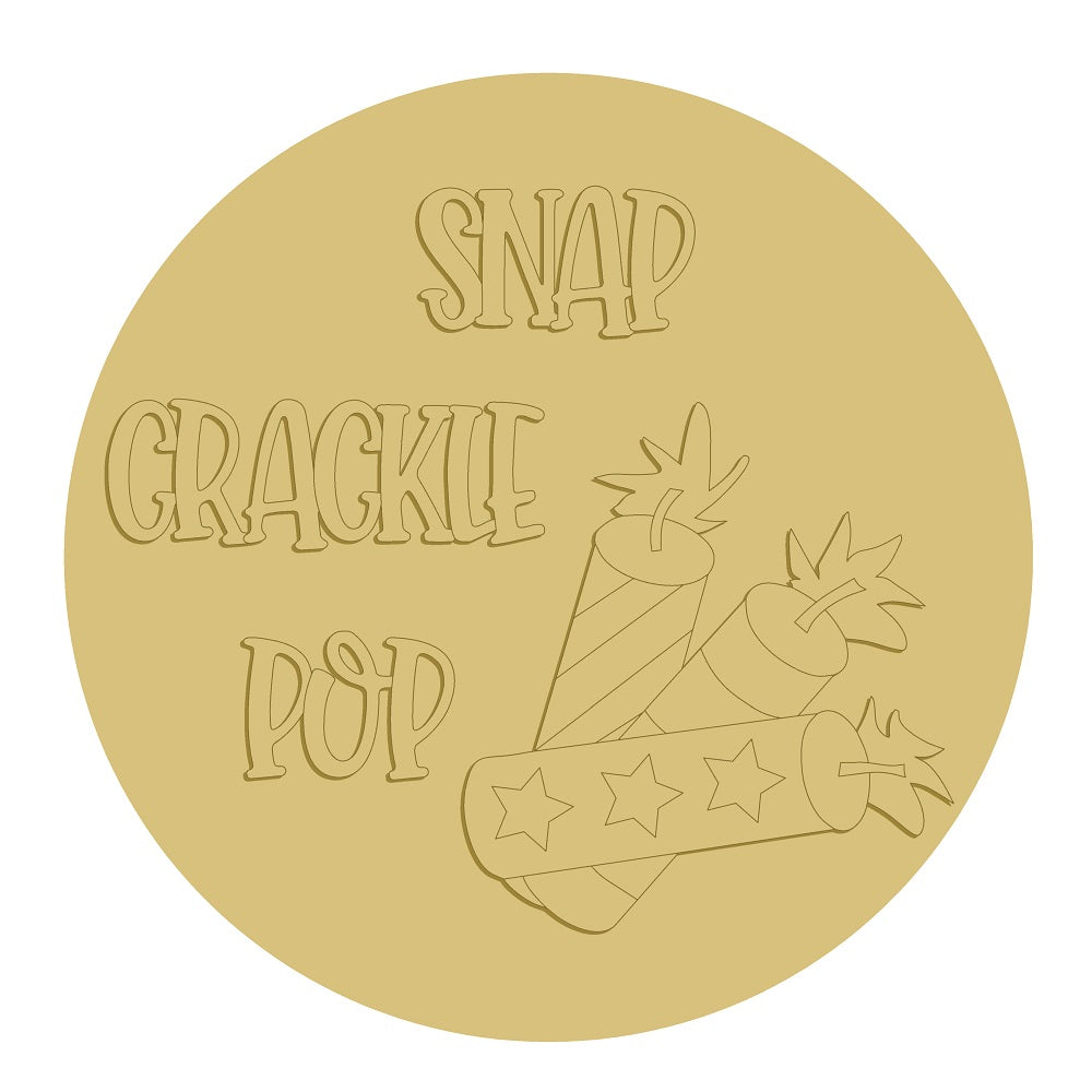 3D Round MDF Cutout Snap Crackle Pop Firecrackers - Unfinished For DIY