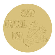 3D Round MDF Cutout Snap Crackle Pop Firecrackers - Unfinished For DIY