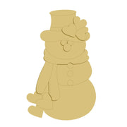 3D Snowman MDF Cutout Winter Holiday Snowman With Top Hat And Heart Accents - Unfinished For DIY