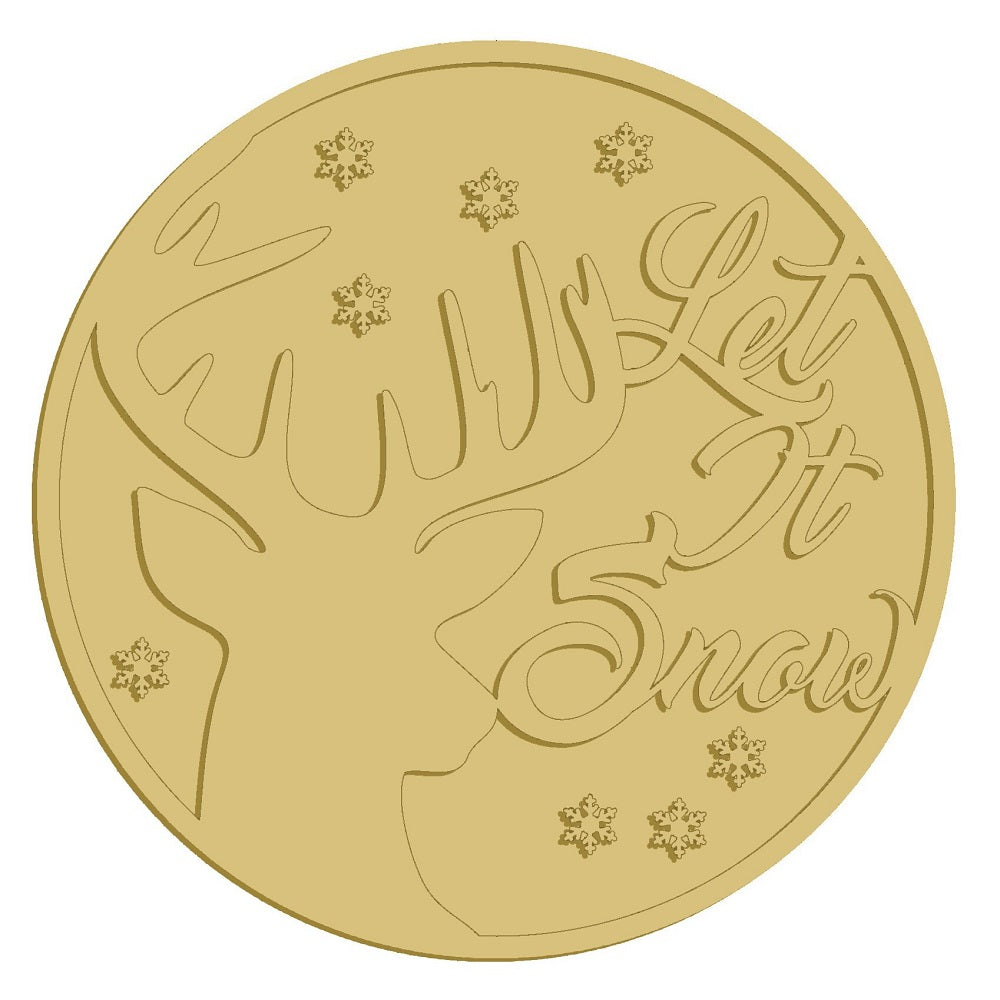 3D Round MDF Cutout Let It Snow With Deer - Unfinished For DIY