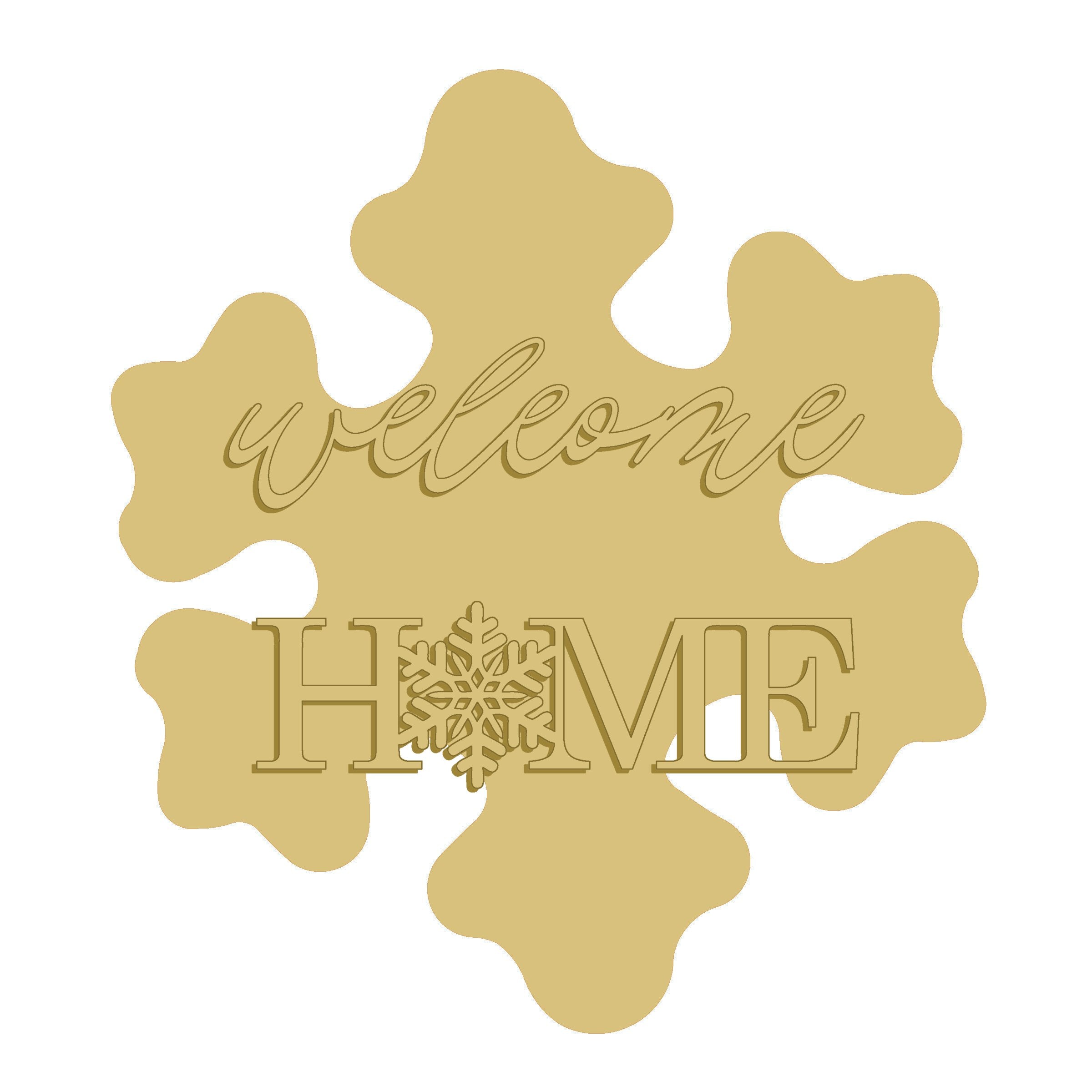 3D Snowflake MDF Cutout Welcome Home - Unfinished For DIY