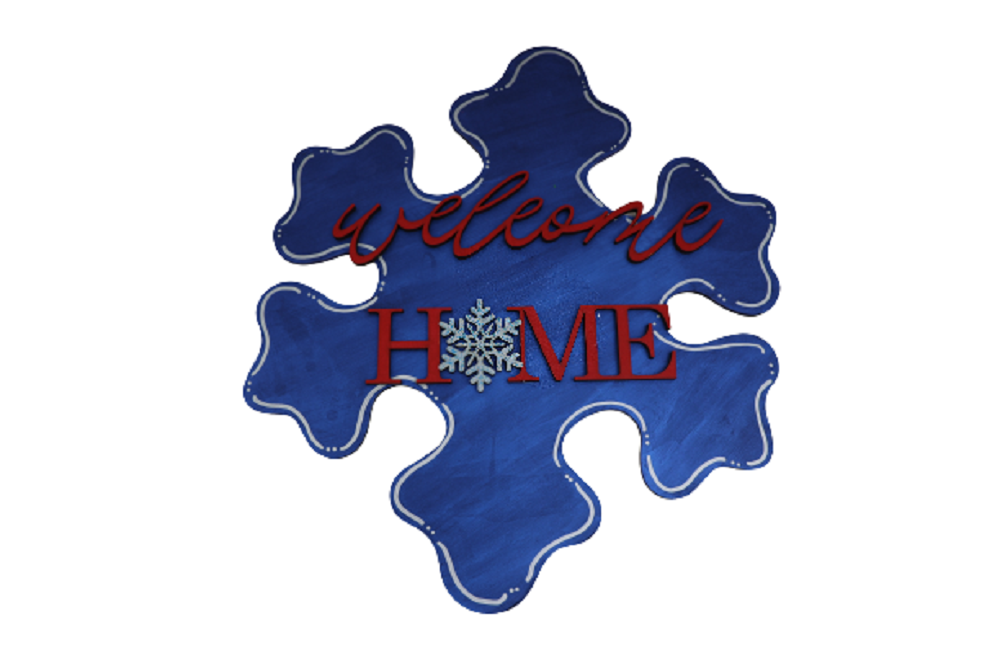 3D Snowflake MDF Cutout Welcome Home - Unfinished For DIY