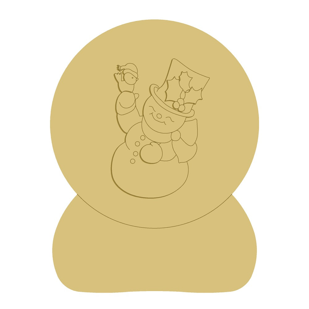 3D Snowman MDF Cutout Snow Globe - Unfinished For DIY