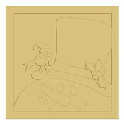 3D Square MDF Cutout Winter Scene With Bird On Snowman HatWith Holly - Unfinished For DIY