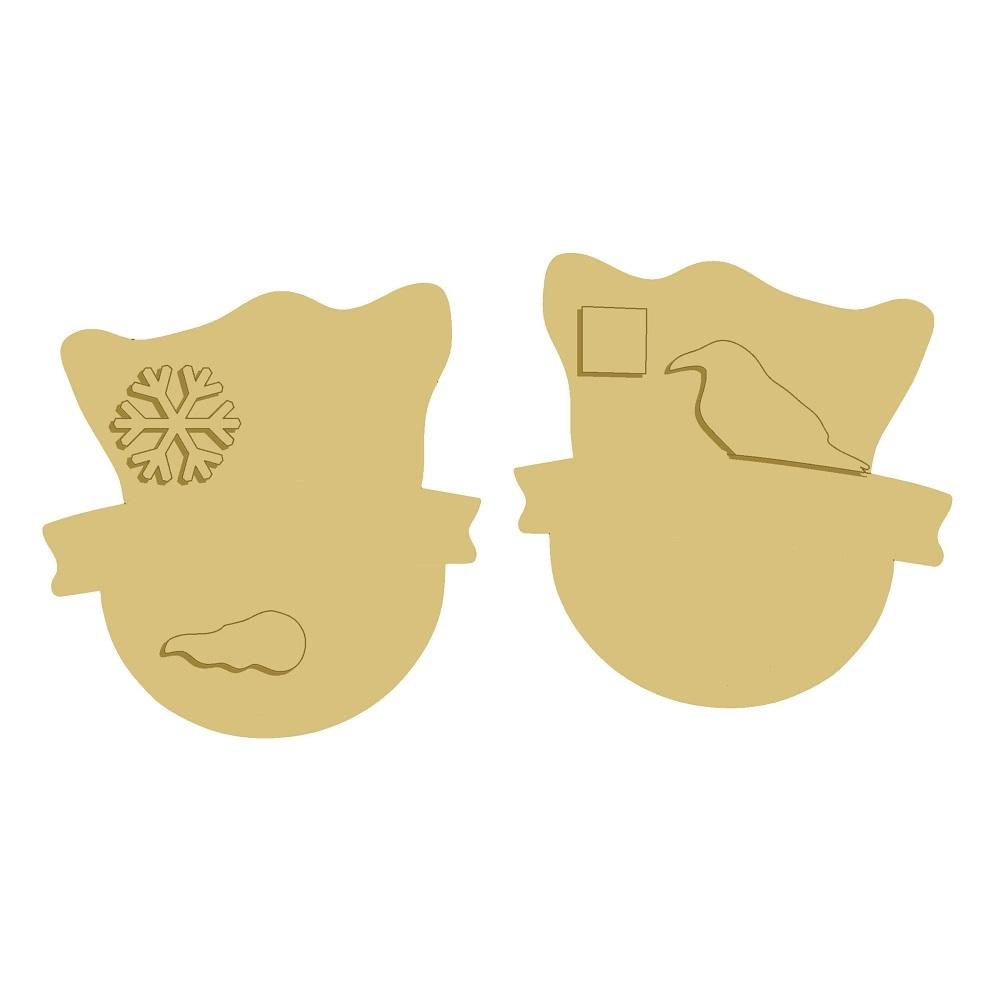 3D Snowman And Scarecrow MDF Cutout Snowflake Accent And Bird On Hat - Unfinished For DIY