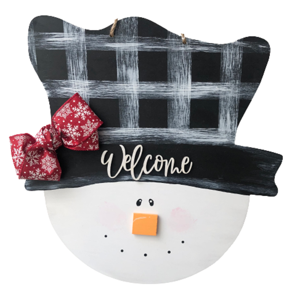 3D Snowman And Scarecrow MDF Cutout Snowflake Accent And Bird On Hat - Unfinished For DIY