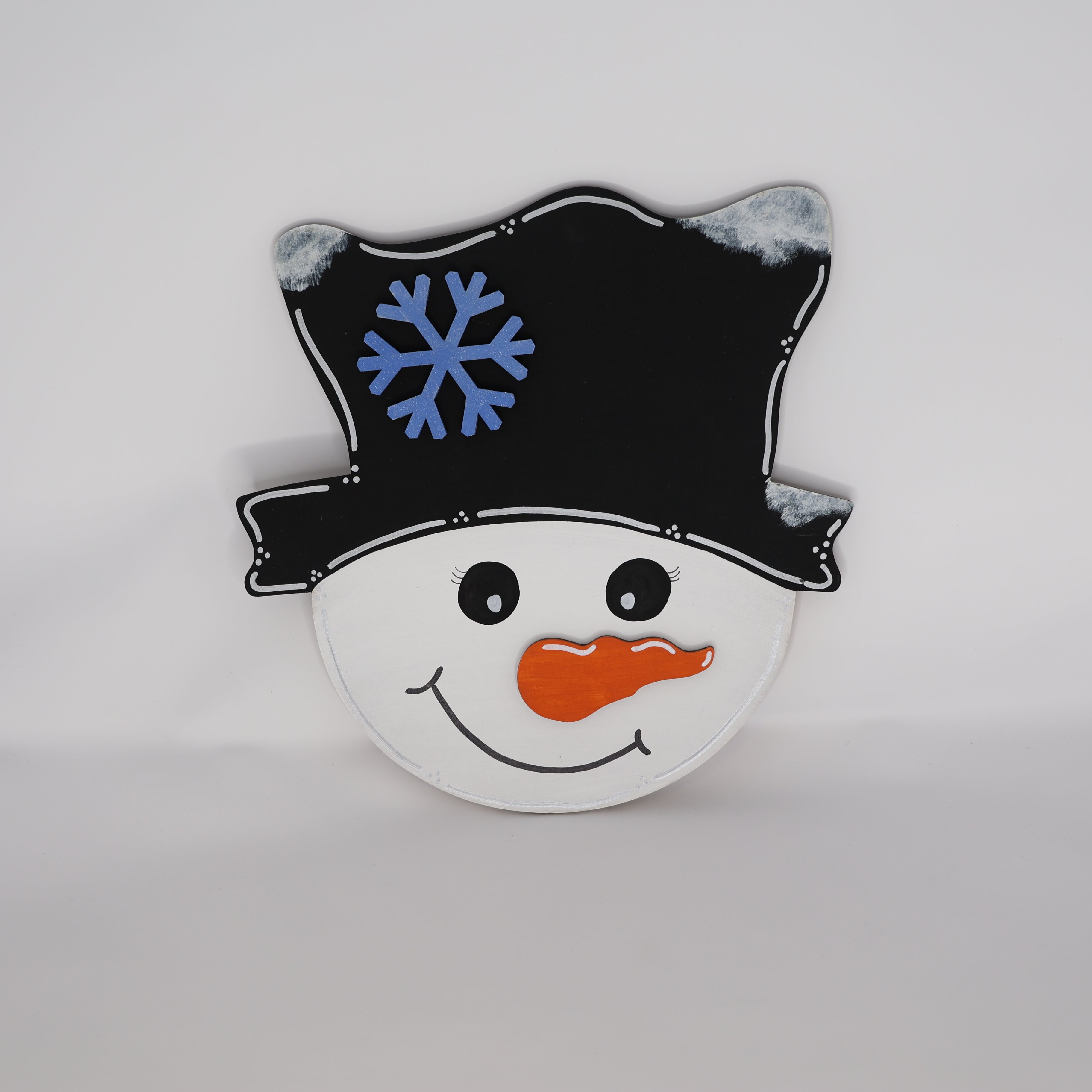 3D Snowman And Scarecrow MDF Cutout Snowflake Accent And Bird On Hat - Unfinished For DIY