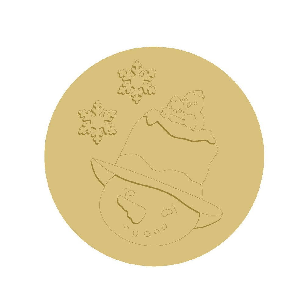 3D Snowman Head Unfinished Wood Cutout Style 7