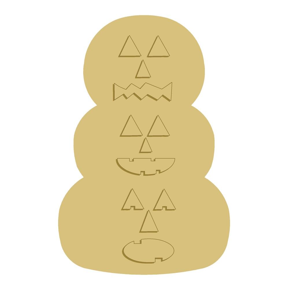 3D Stacked Pumpkin MDF Cutout Jack-O-Lantern Faces - Unfinished For DIY