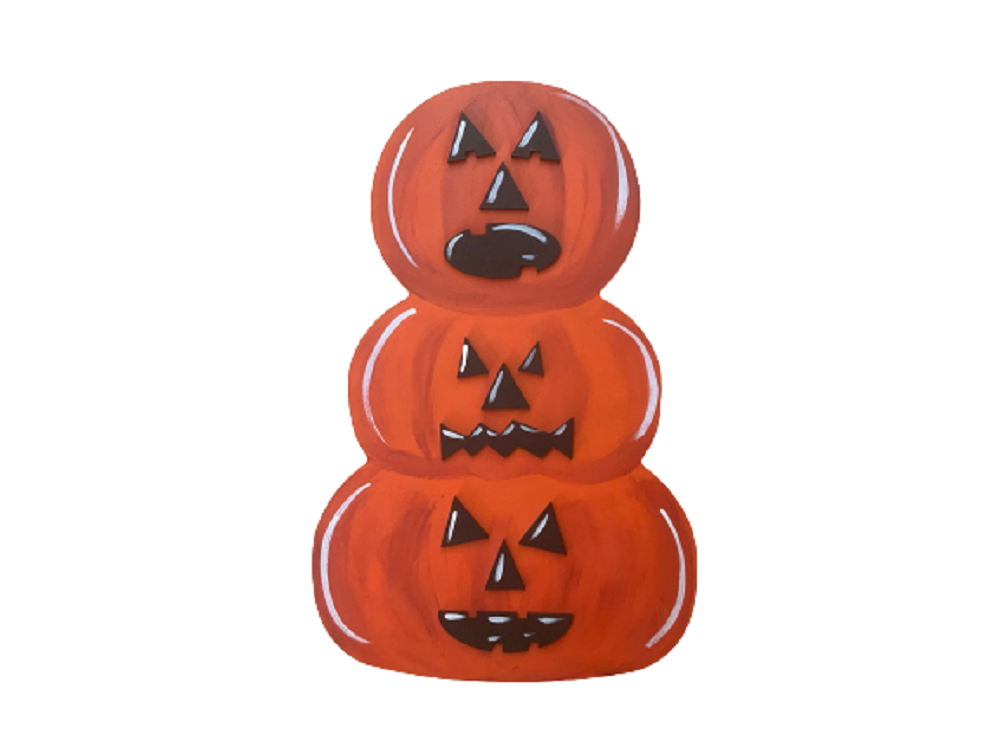 3D Stacked Pumpkin MDF Cutout Jack-O-Lantern Faces - Unfinished For DIY