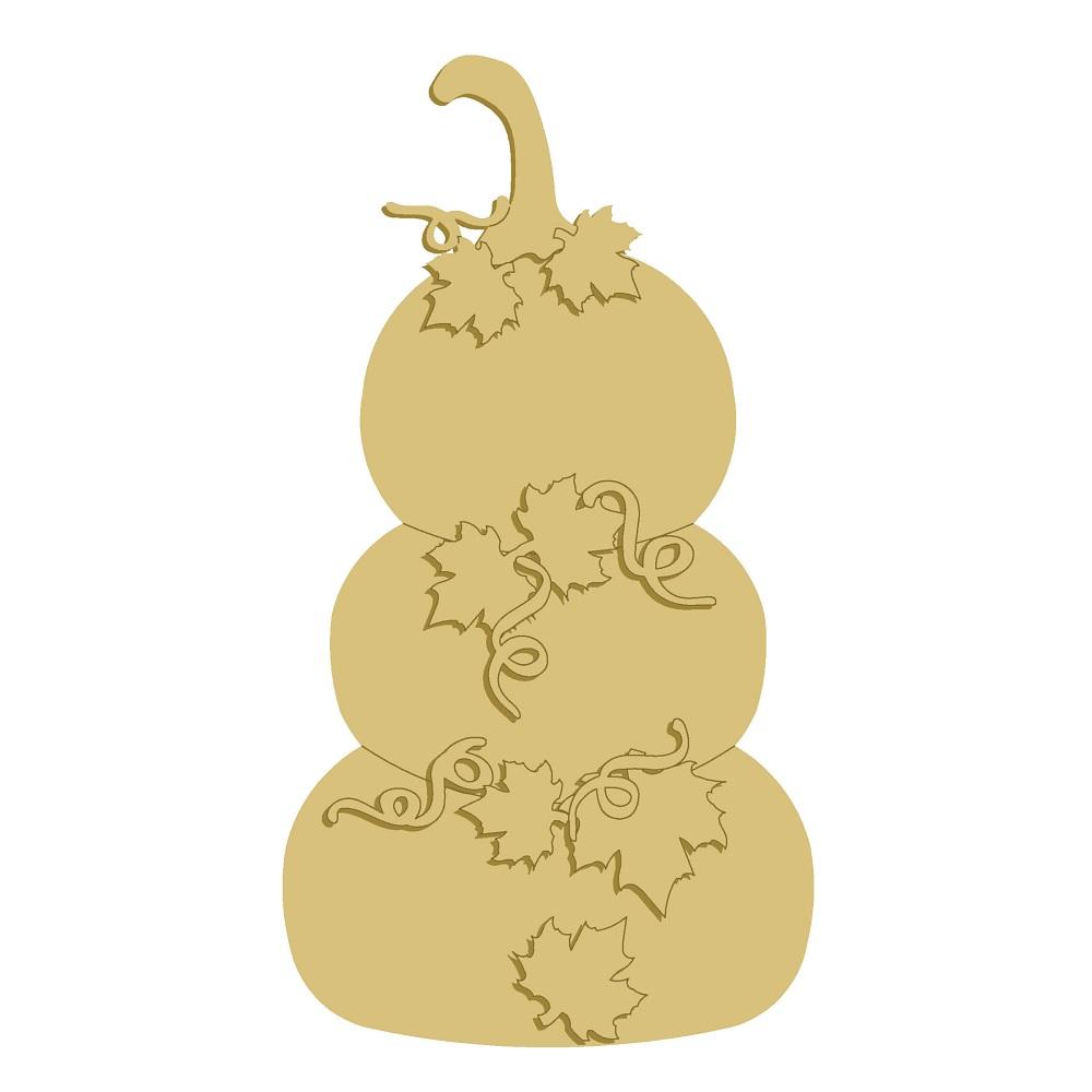 3D Pumpkin MDF Cutout Stacked Pumpkins With Leaves And Vines - Unfinished For DIY