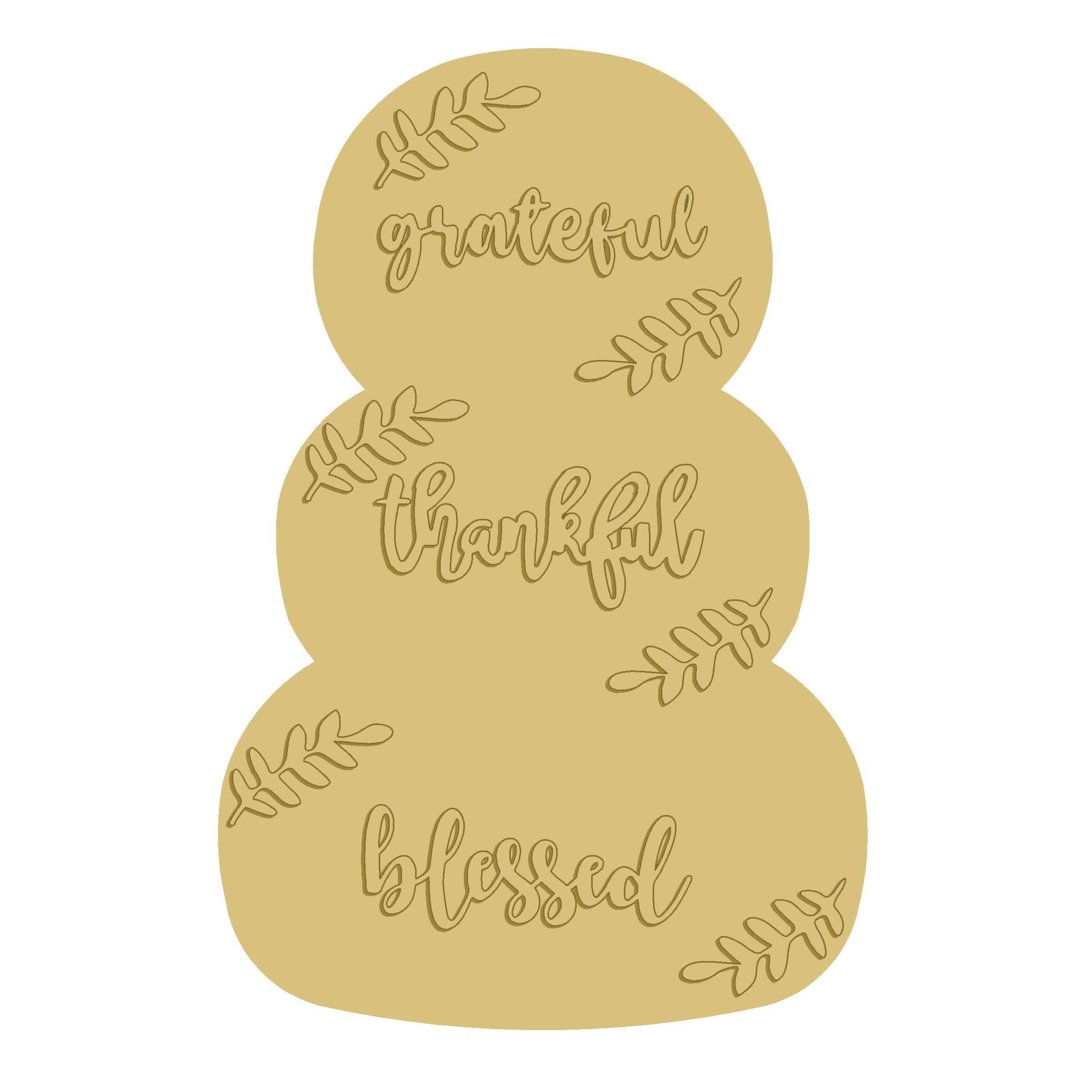 3D Stacked Pumpkin MDF Cutout Grateful Thankful Blessed - Unfinished For DIY