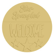 3D Round MDF Cutout Star Spangled Welcome - Unfinished For DIY